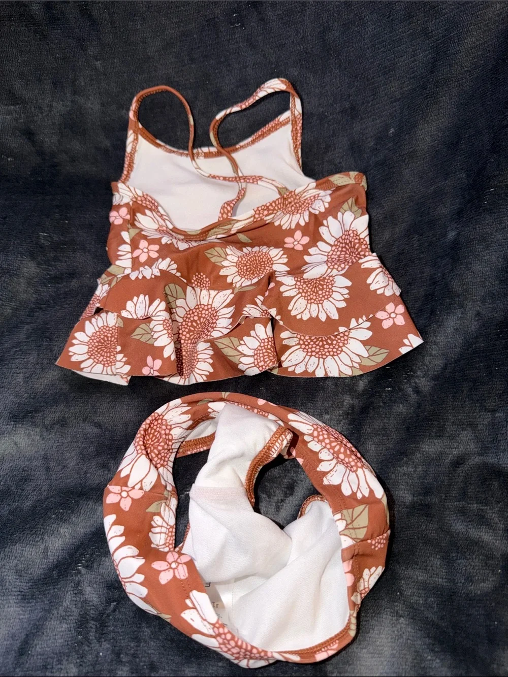 Carter's Brown Floral Ruffle Kids Bikini Set